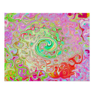 Groovy Abstract Retro Deel Groen Vloeibaar Zwenk Perfect Poster