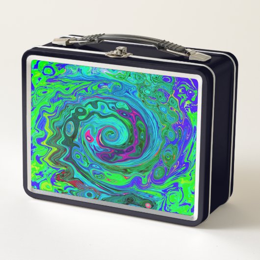 Groovy Abstract Retro Green en Blue Swirl (Voorkant)