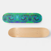 Groovy Abstract Retro Green en Blue Swirl Skateboard (Horizontaal)