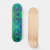 Groovy Abstract Retro Green en Blue Swirl Skateboard (Voorkant)