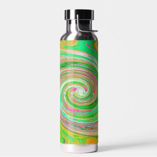 Groovy Abstract Retro Green en Hot Pink Waterfles (Links)