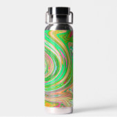 Groovy Abstract Retro Green en Hot Pink Waterfles (Achterkant)
