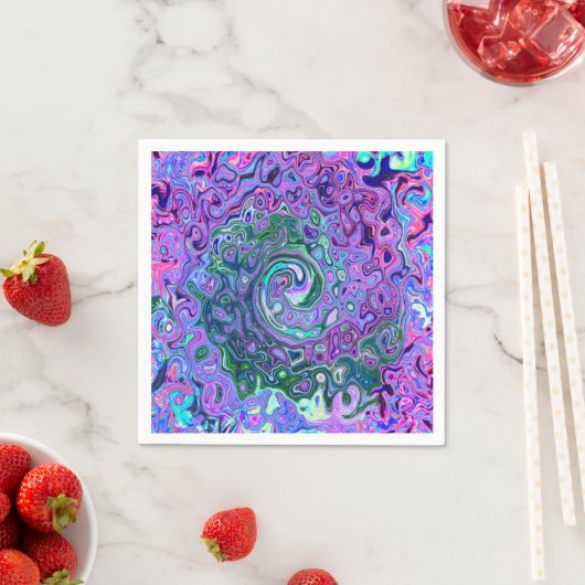 Groovy Abstract Retro Green en Paars Swirl Servet (Insitu)