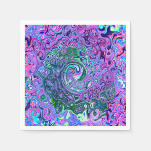 Groovy Abstract Retro Green en Paars Swirl Servet