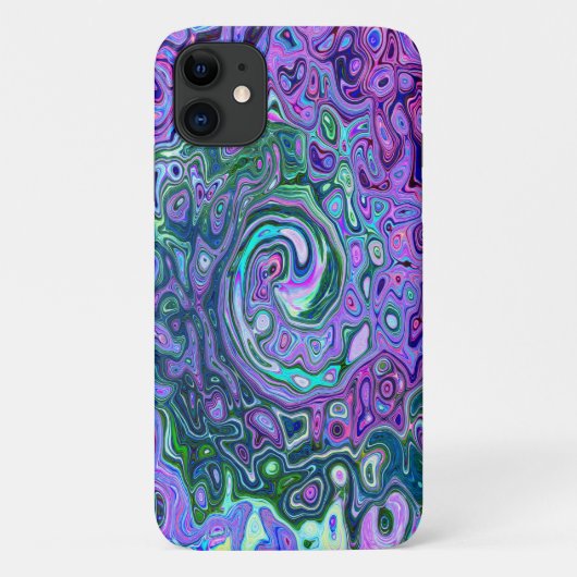Groovy Abstract Retro Groen en Paarse Draaikolk Case-Mate iPhone Case (Achterkant)
