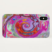 Groovy Abstract Retro Hot Pink en Blue Swirl Case-Mate iPhone Case (Achterkant (horizontaal))