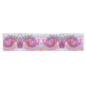 Groovy Abstract Retro Hot Pink en Blue Swirl Korte Tafelloper (Horizontaal)