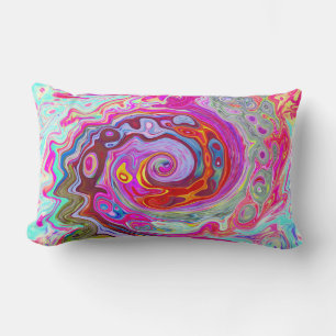 Groovy Abstract Retro Hot Pink en Blue Swirl Kussen