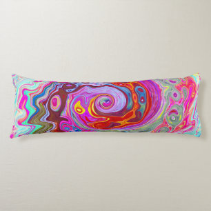 Groovy Abstract Retro Hot Pink en Blue Swirl Lichaamskussen