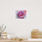 Groovy Abstract Retro Hot Pink en Blue Swirl Poster (Keuken)