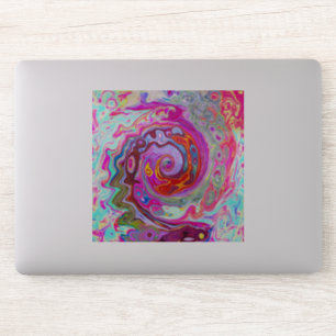 Groovy Abstract Retro Hot Pink en Blue Swirl Sticker