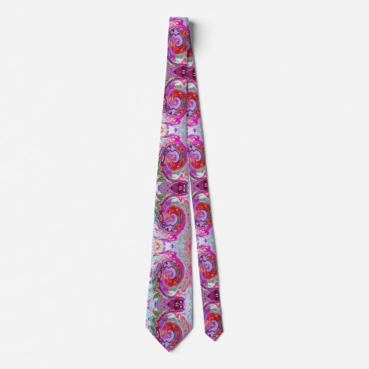 Groovy Abstract Retro Hot Pink en Blue Swirl Stropdas (Voorkant)