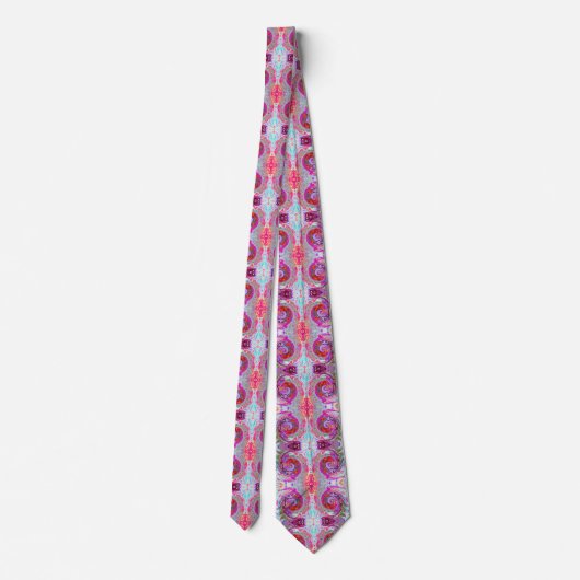 Groovy Abstract Retro Hot Pink en Blue Swirl Stropdas (Achterkant)