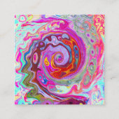 Groovy Abstract Retro Hot Pink en Blue Swirl Vierkante Visitekaartje (Voorkant)