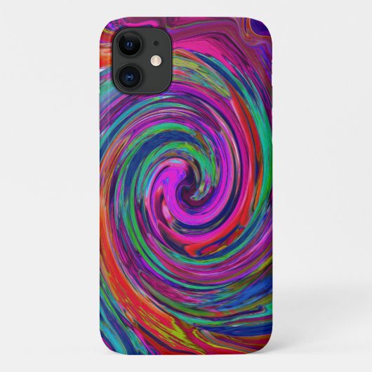 Groovy Abstract Retro Magenta Dark Rainbow Swirl Case-Mate iPhone Case (Achterkant)