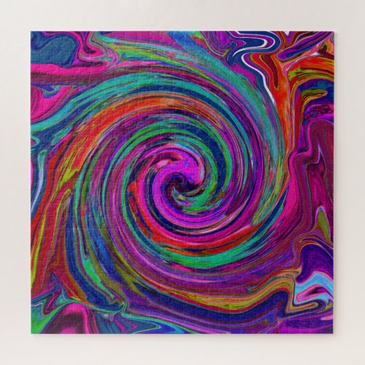 Groovy Abstract Retro Magenta Dark Rainbow Swirl Legpuzzel (Horizontaal)