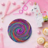 Groovy Abstract Retro Magenta Dark Rainbow Swirl Papieren Bordje (Feest)