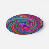 Groovy Abstract Retro Magenta Dark Rainbow Swirl Papieren Bordje (Gekanteld)