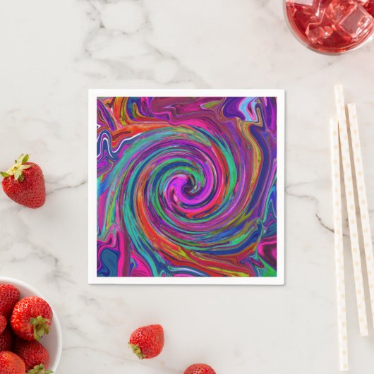 Groovy Abstract Retro Magenta Dark Rainbow Swirl Servet (Insitu)