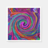Groovy Abstract Retro Magenta Dark Rainbow Swirl Servet (Voorkant)