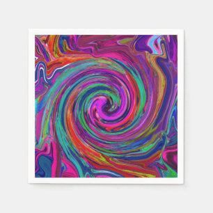 Groovy Abstract Retro Magenta Dark Rainbow Swirl Servet