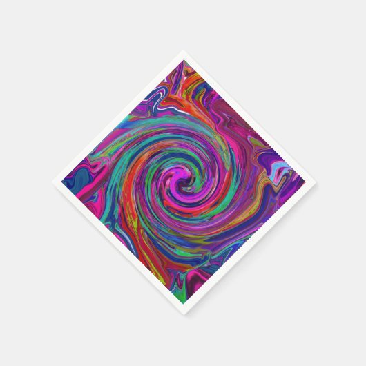 Groovy Abstract Retro Magenta Dark Rainbow Swirl Servet (Hoek)