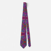 Groovy Abstract Retro Magenta Dark Rainbow Swirl Stropdas (Voorkant)