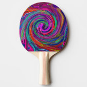 Groovy Abstract Retro Magenta Dark Rainbow Swirl Tafeltennisbatje (Achterkant)