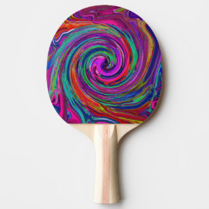 Groovy Abstract Retro Magenta Dark Rainbow Swirl Tafeltennisbatje