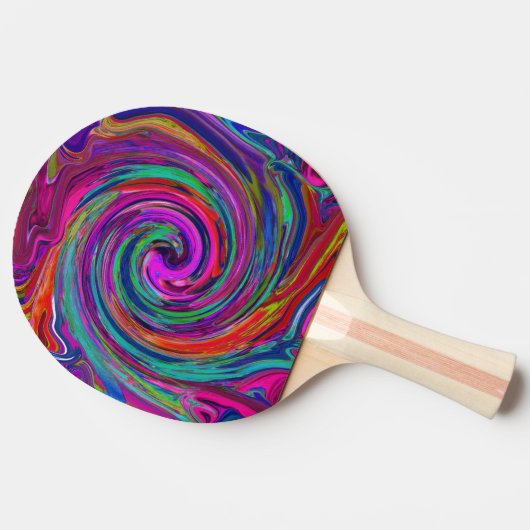 Groovy Abstract Retro Magenta Dark Rainbow Swirl Tafeltennisbatje (Zijkant)