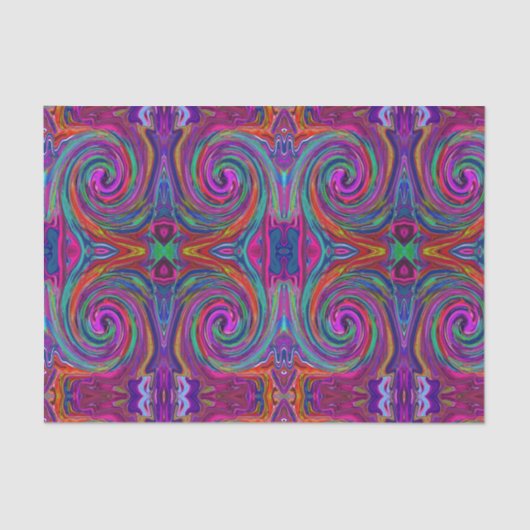 Groovy Abstract Retro Magenta Dark Rainbow Swirl Tissuepapier (Voorkant)