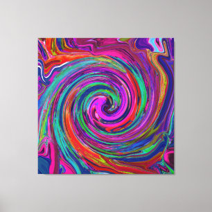 Groovy Abstract Retro Magenta Donkere Regenboog Dr Canvas Afdruk