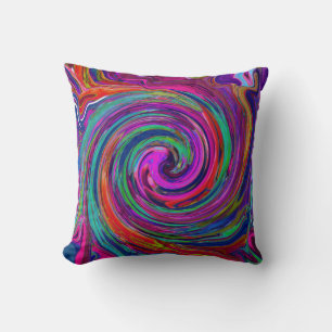 Groovy Abstract Retro Magenta Donkere Regenboog Dr Kussen