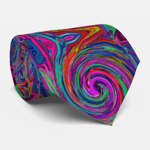 Groovy Abstract Retro Magenta Donkere Regenboog Dr Stropdas