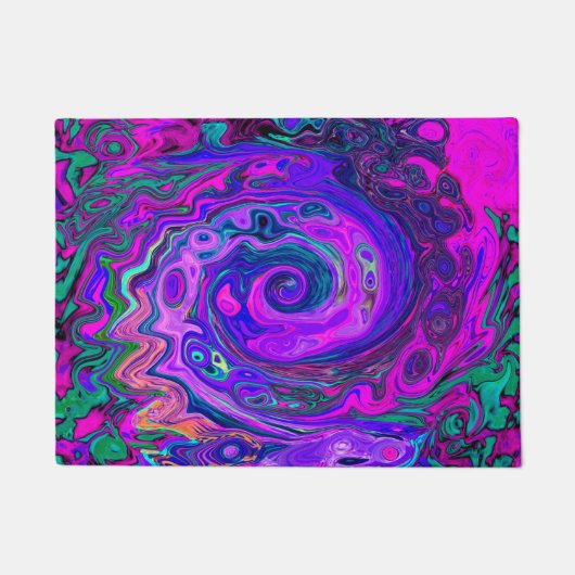 Groovy Abstract Retro Magenta en Paars Swirl Deurmat (Voorkant)