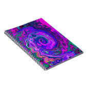 Groovy Abstract Retro Magenta en Paars Swirl Notitieboek (Rechterzijde)