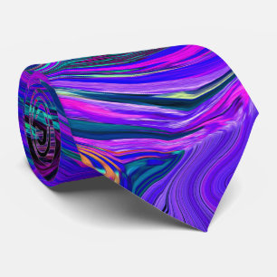 Groovy Abstract Retro Magenta en Paars Swirl Stropdas