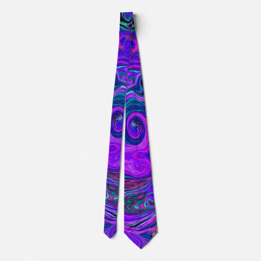 Groovy Abstract Retro Magenta en Paars Swirl Stropdas (Achterkant)