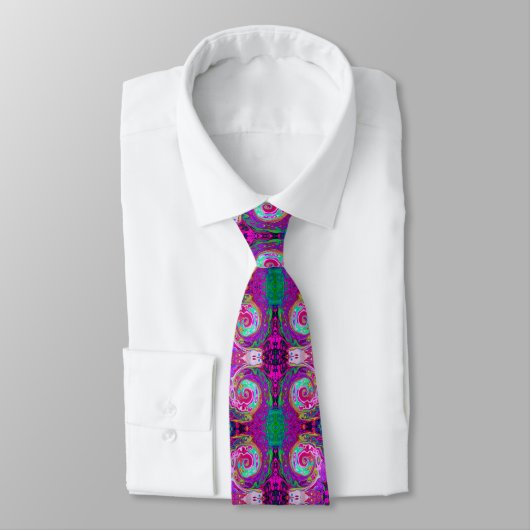 Groovy Abstract Retro Magenta Rainbow Swirl Stropdas (Gebonden)