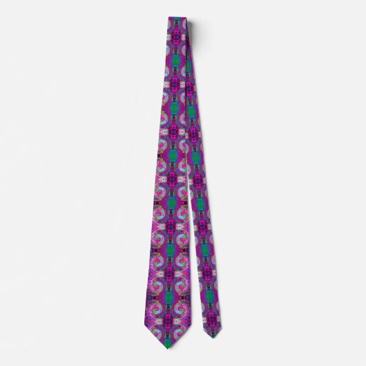 Groovy Abstract Retro Magenta Rainbow Swirl Stropdas (Voorkant)