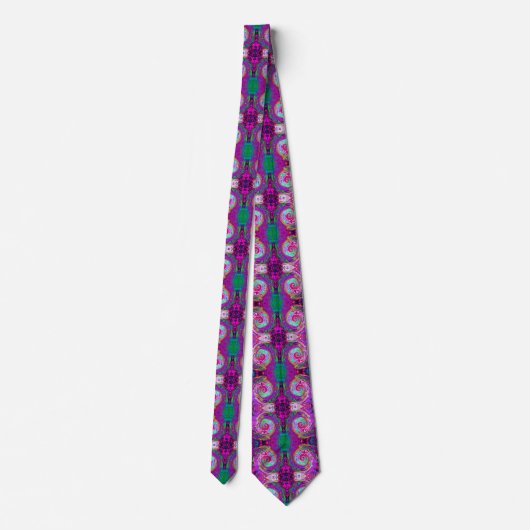 Groovy Abstract Retro Magenta Rainbow Swirl Stropdas (Achterkant)