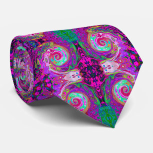 Groovy Abstract Retro Magenta Regenboog Draaikolk Stropdas