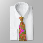 Groovy Abstract Retro Oranje en Green Swirl Stropdas (Gebonden)