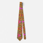 Groovy Abstract Retro Oranje en Green Swirl Stropdas (Voorkant)
