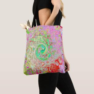 Groovy Abstract Retro Pastel Groen Vloeistof Werve Draagtas