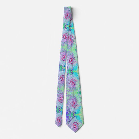 Groovy Abstract Retro Pink en Green Swirl Stropdas (Achterkant)
