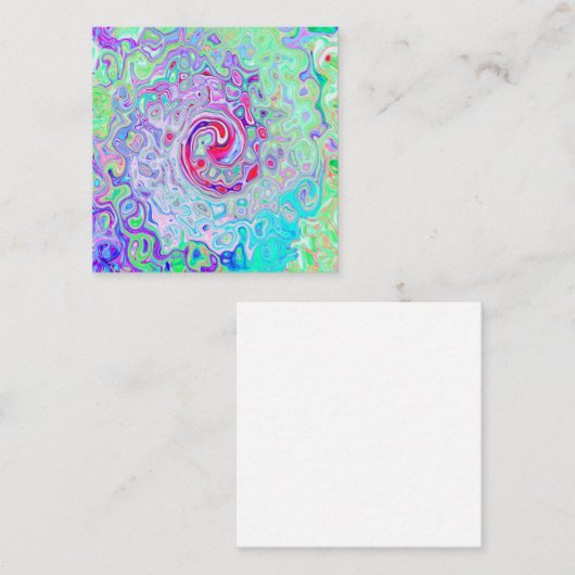 Groovy Abstract Retro Pink en Green Swirl Vierkante Visitekaartje (Voorkant / Achterkant)