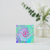Groovy Abstract Retro Pink en Green Swirl Vierkante Visitekaartje (Staand voorkant)