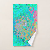 Groovy Abstract Retro Rainbow Liquid Swirl Bad Handdoek (Handdoek)