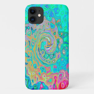 Groovy Abstract Retro Rainbow Liquid Swirl iPhone 11 Hoesje